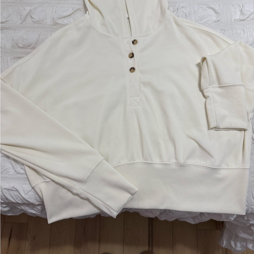 Womens Cream Sweater with Button Detail